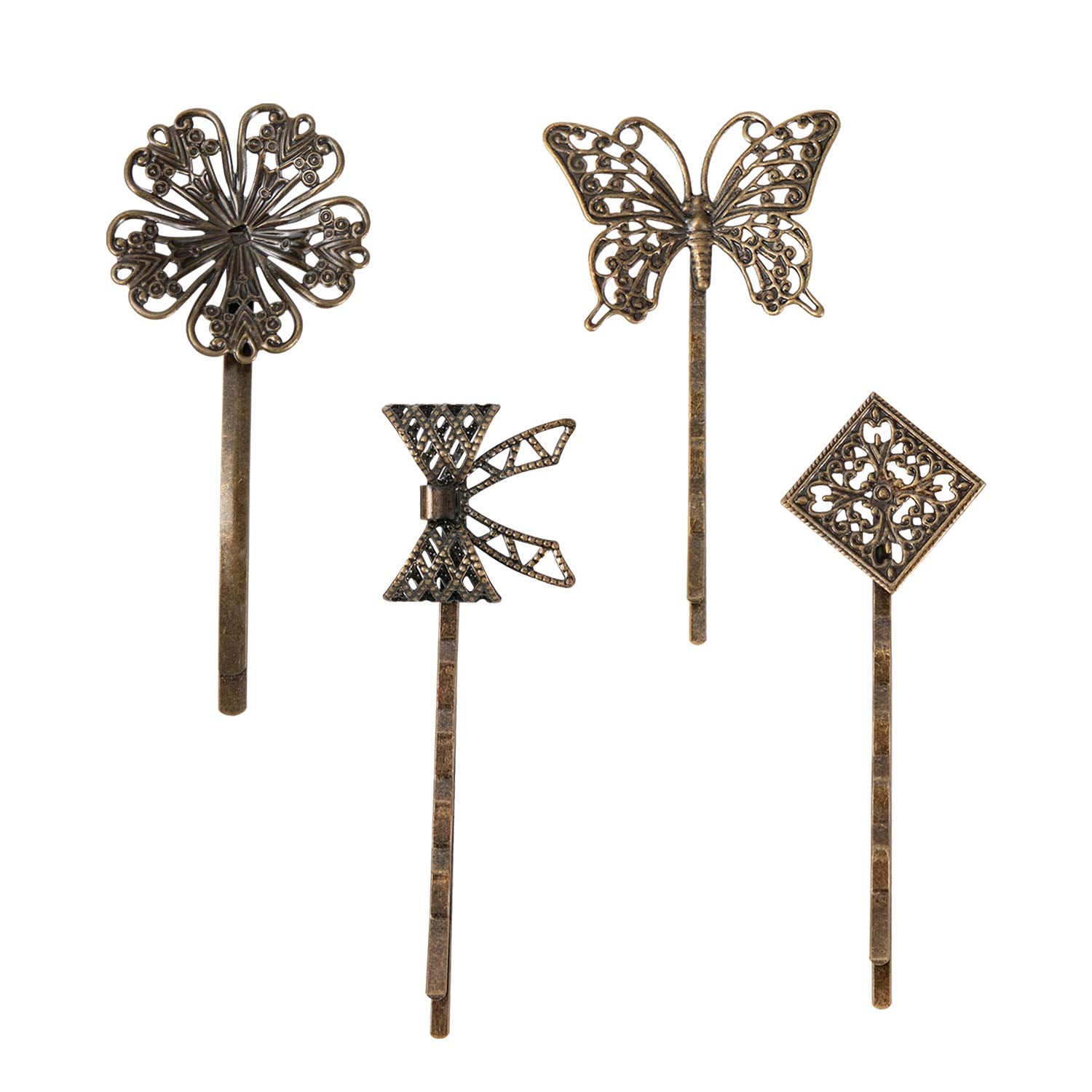 Broche cheveux insowni noeud bronze vintage pour fête.