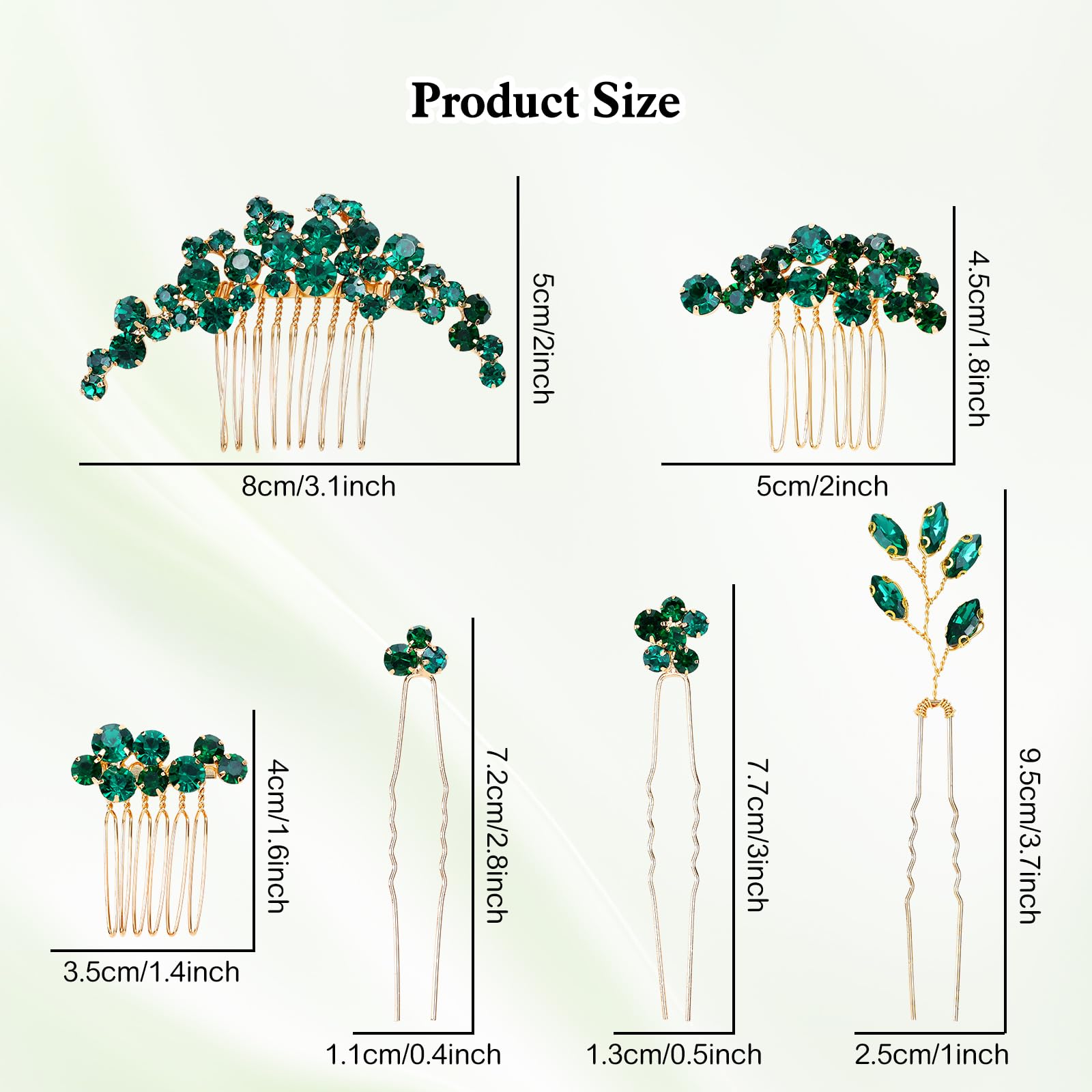 inSowni ornements cheveux vert émeraude, détails raffinés qui scintillent.