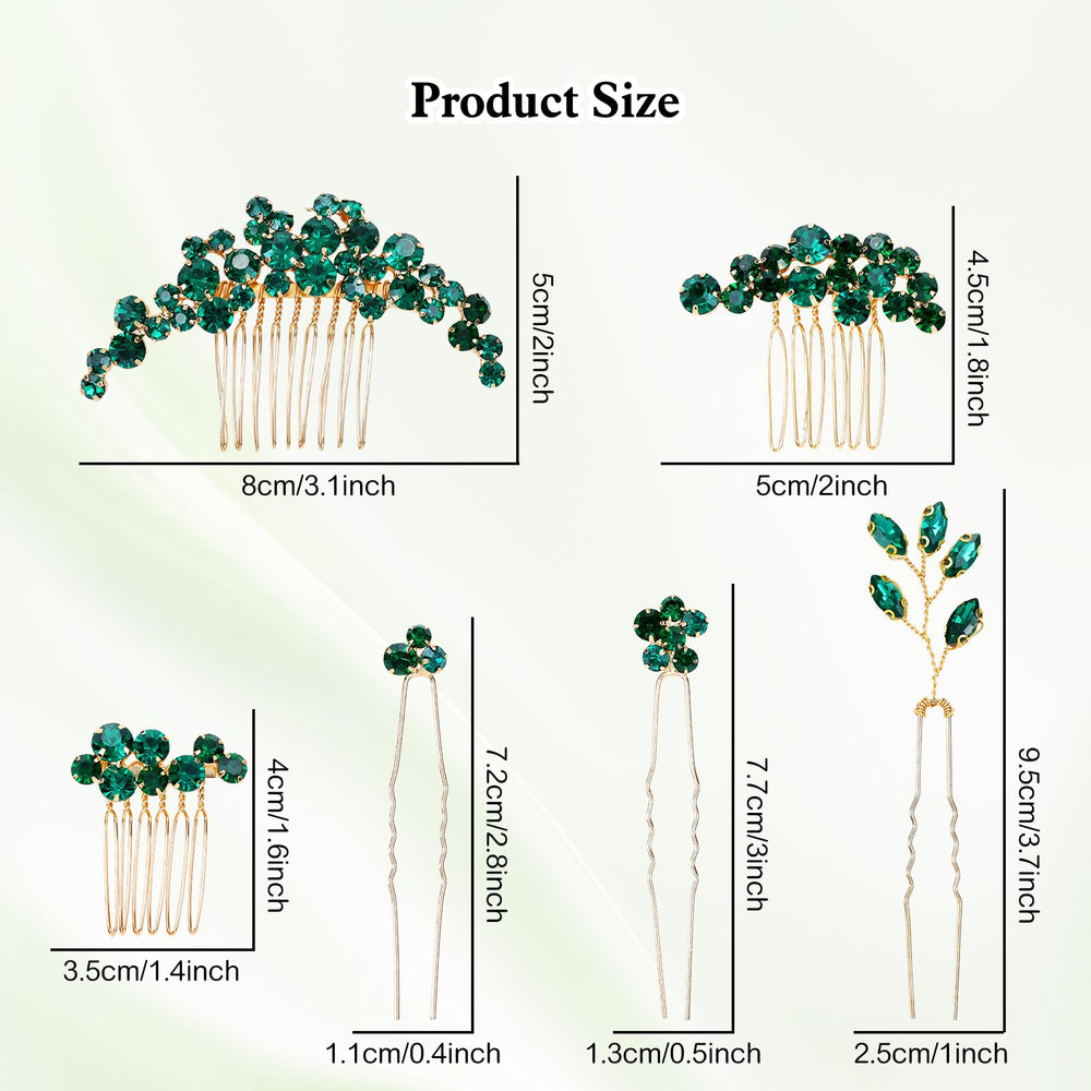 inSowni ornements cheveux vert émeraude, détails raffinés qui scintillent.