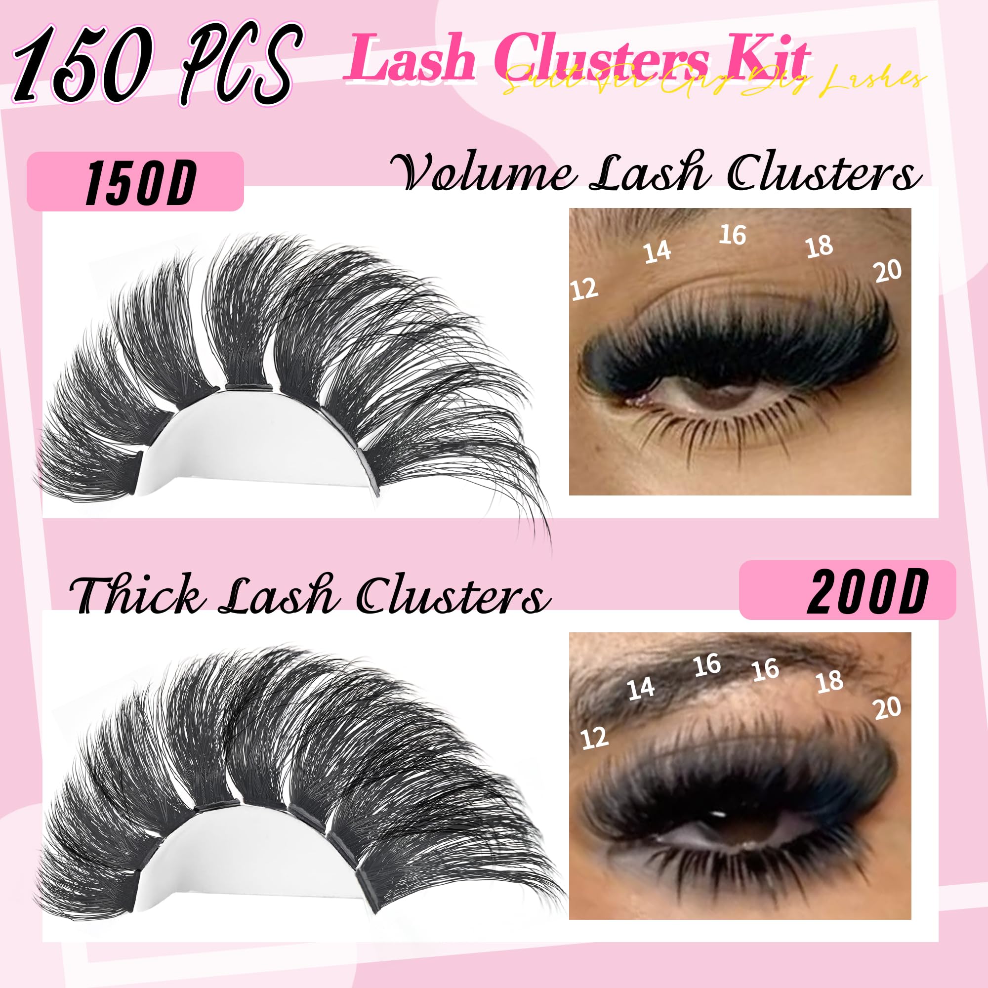 INSPEAUTY longueurs cils 12-20mm pour divers styles.