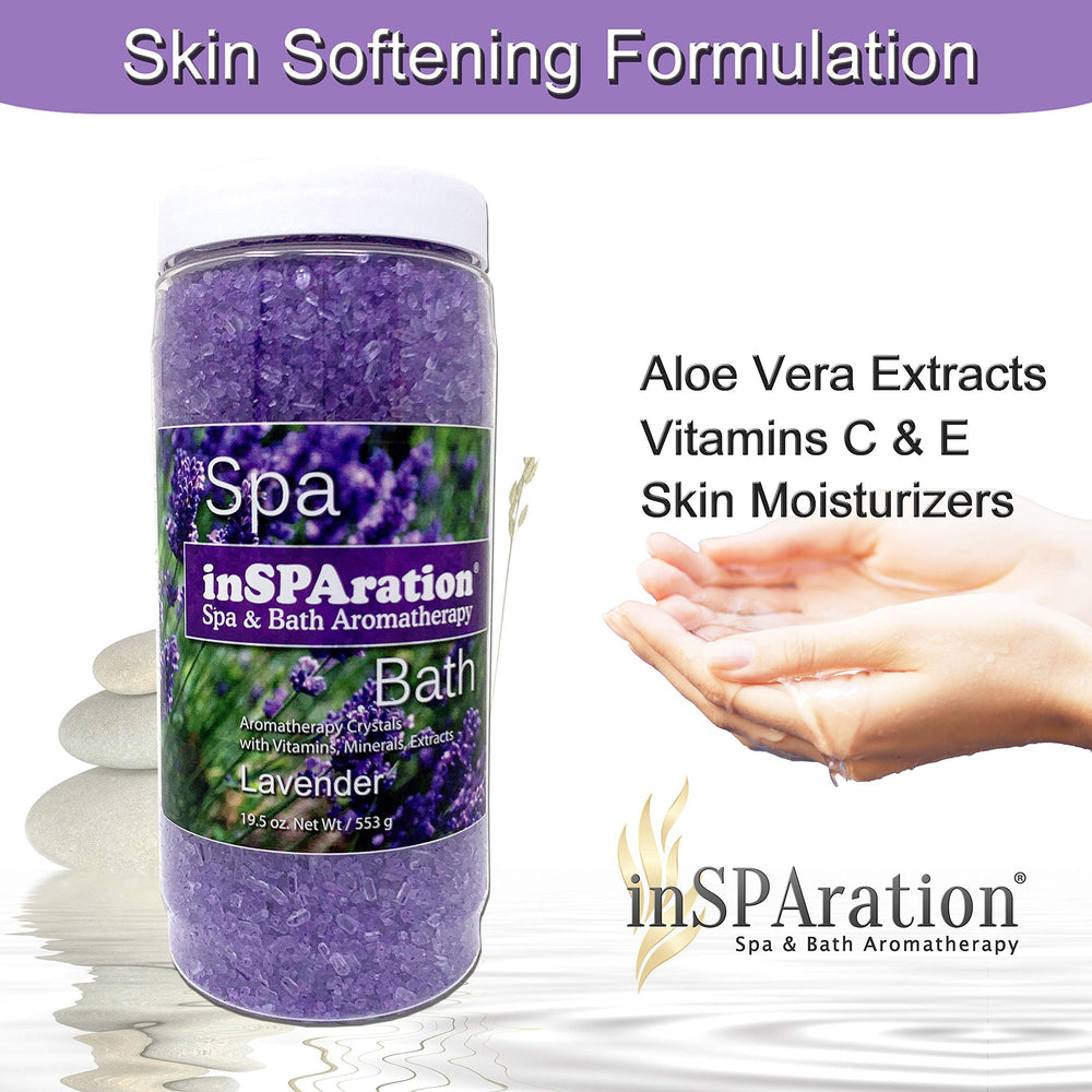 InSPAration spa cristaux lavande : douceur pour la peau et muscles détendus.