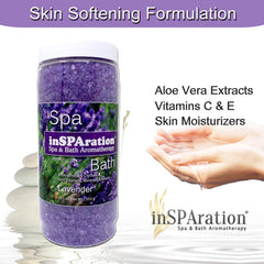 InSPAration spa cristaux lavande : douceur pour la peau et muscles détendus.