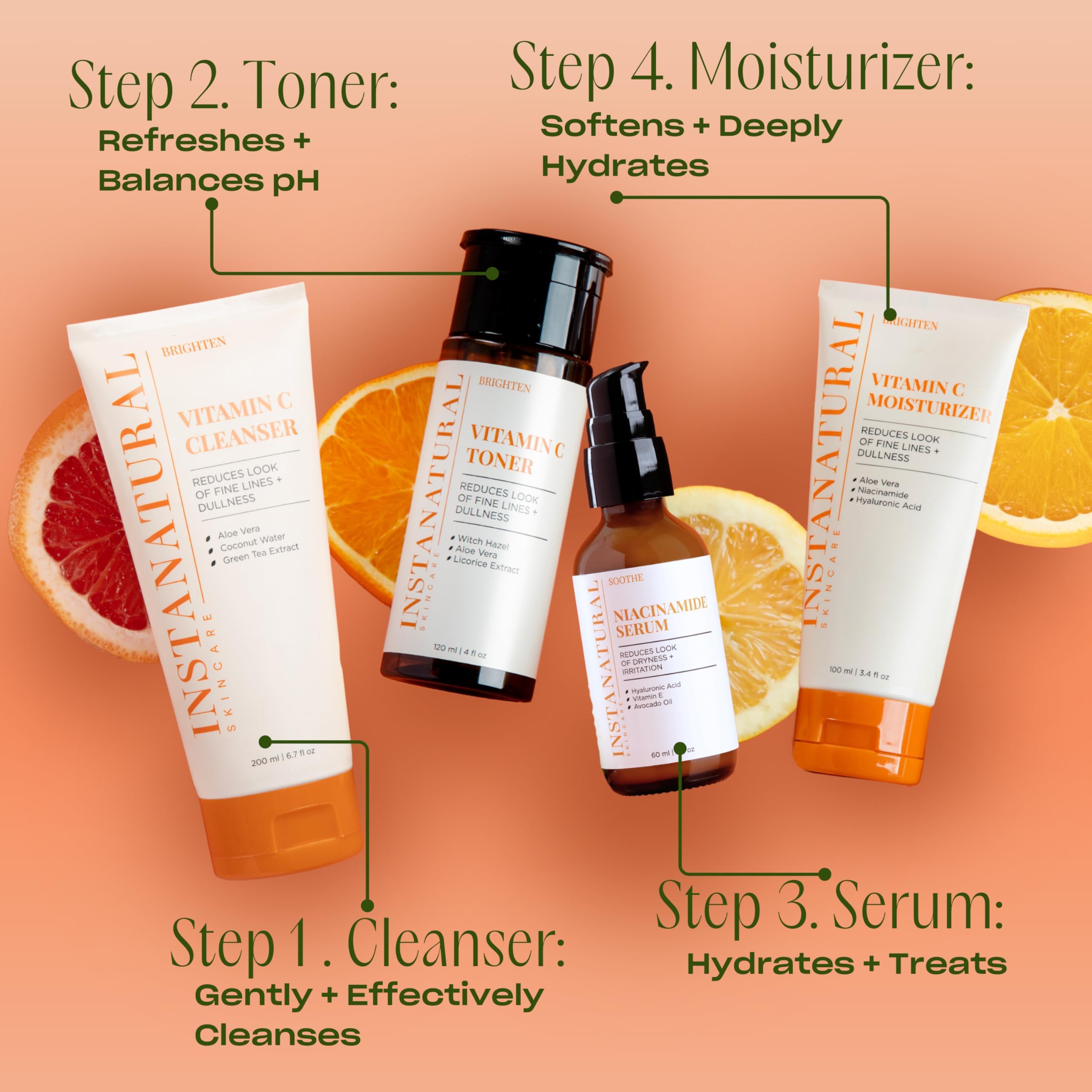InstaNatural Niacinamide Sérum - Réduction des rougeurs et teint plus homogène.