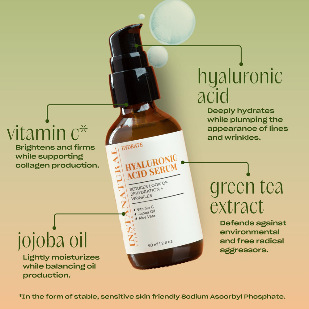 InstaNatural Sérum Hyaluronique avec vitamine C, teint lumineux