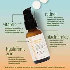 InstaNatural Rétinol Sérum, Niacinamide et Vitamine C, teint plus uniforme.
