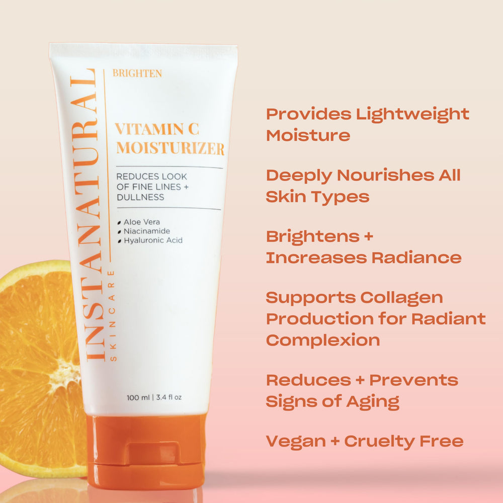 InstaNatural Vitamine C Crème Visage – application facile pour un teint éclatant.