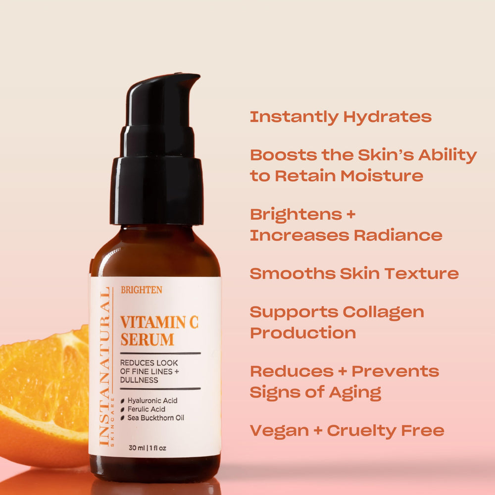 Ferulique et hyaluronique enrichissent la formule InstaNatural Vitamine C pour nourrir