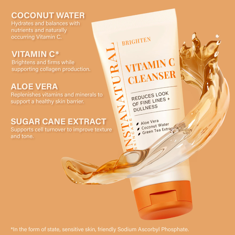 InstaNatural Vitamine C Nettoyant – eau de coco pour hydratation légère.