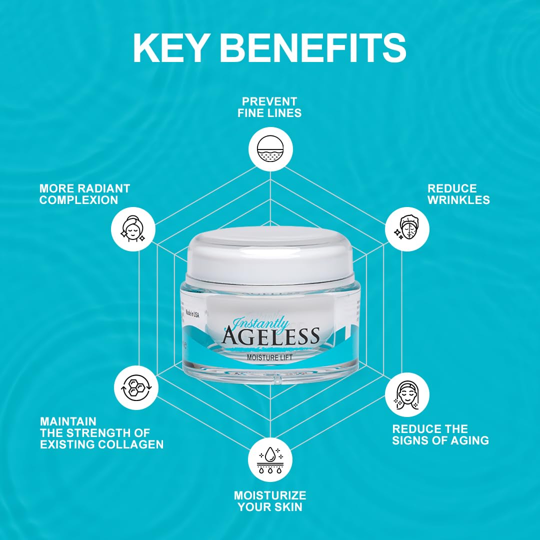 Instantly Ageless Moisture Lift montre un flacon pratique de 50 ml pour le soin quotidien.