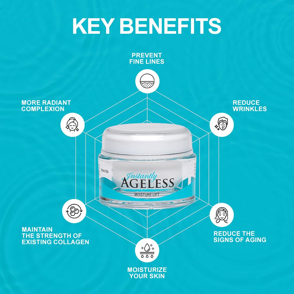 Instantly Ageless Moisture Lift montre un flacon pratique de 50 ml pour le soin quotidien.