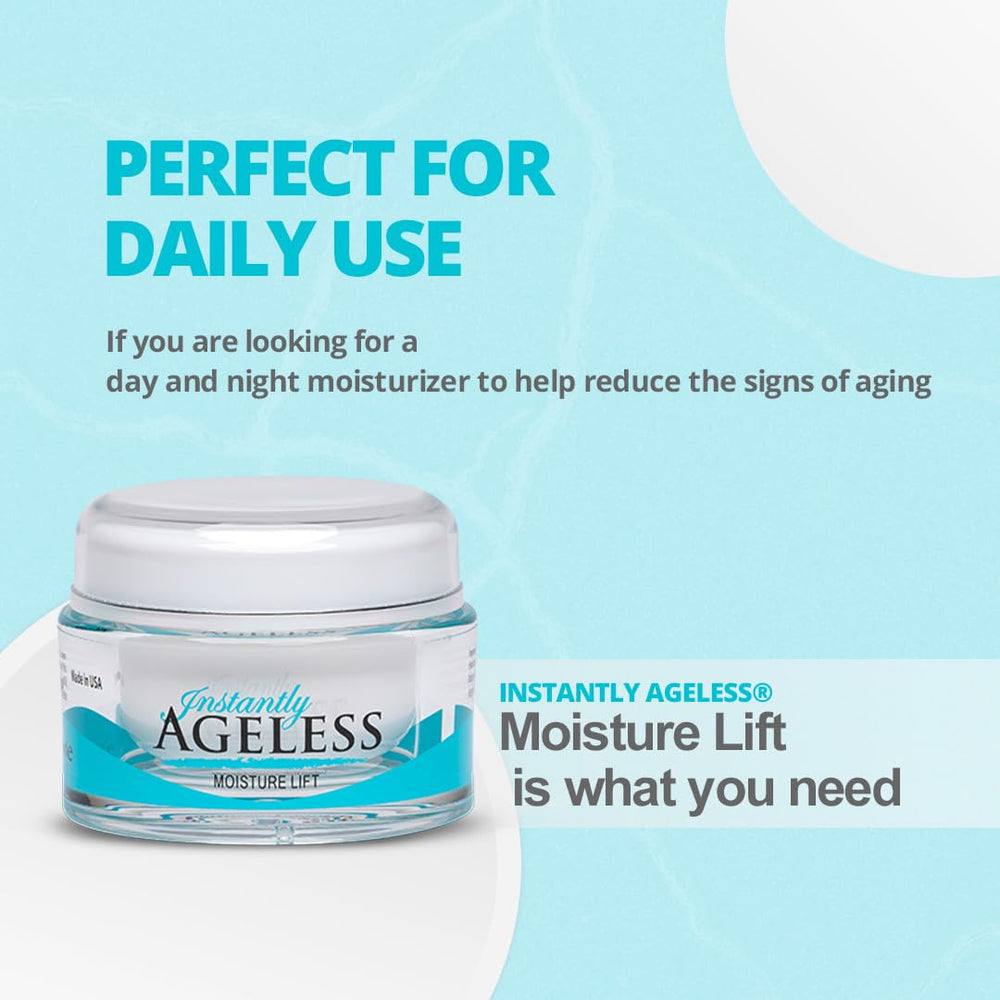 Instantly Ageless Moisture Lift associe peptides et collagène pour l’élasticité et le confort cutané.