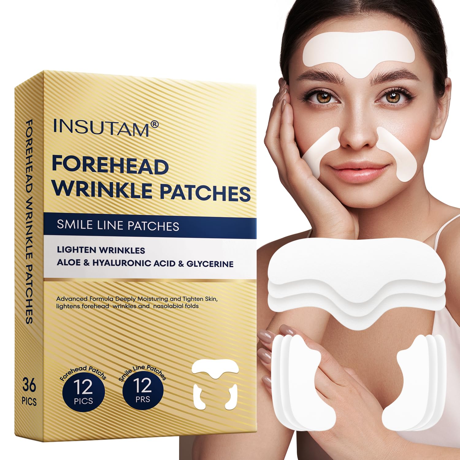 Insutam patch rides-frontales nuit, application discrète pour un front visiblement lisse au réveil.