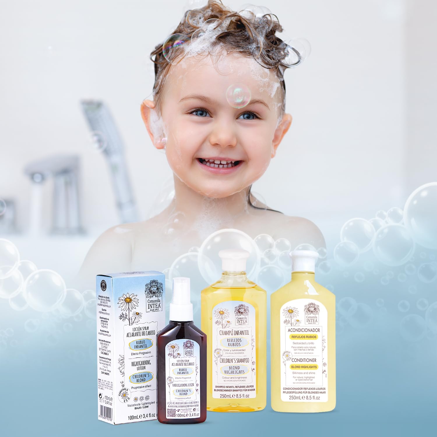Application de lotion spray Intea Kids, usage rapide après la baignade.
