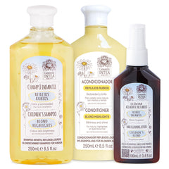 Shampoing Intea Kids à la camomille, nettoyage délicat pour cheveux sensibles.