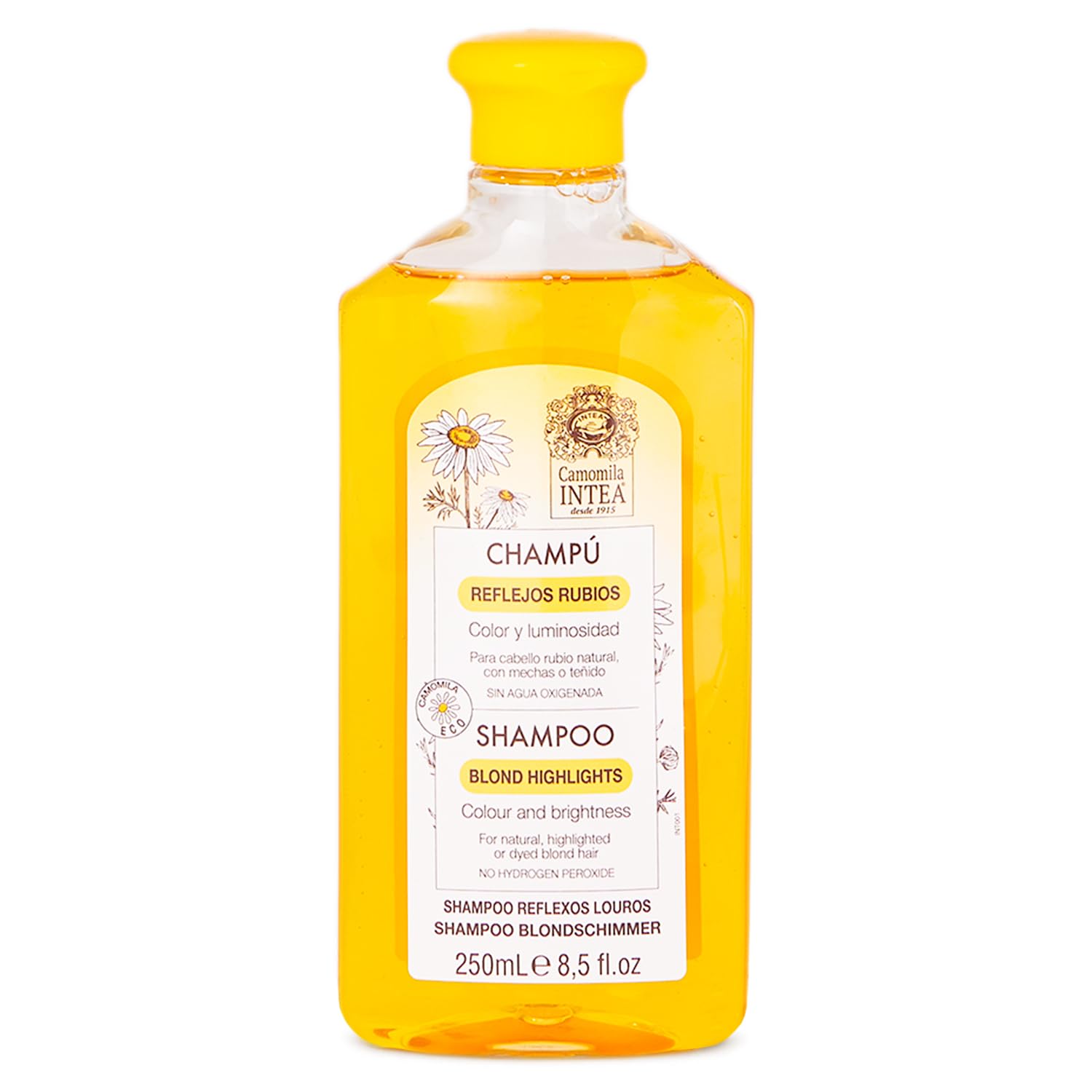 Intea shampooing camomille: bouteille révélant des reflets blond lumineux
