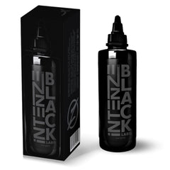 Intenze Black Label, encre tatouage 8 oz prête pour des sessions professionnelles.