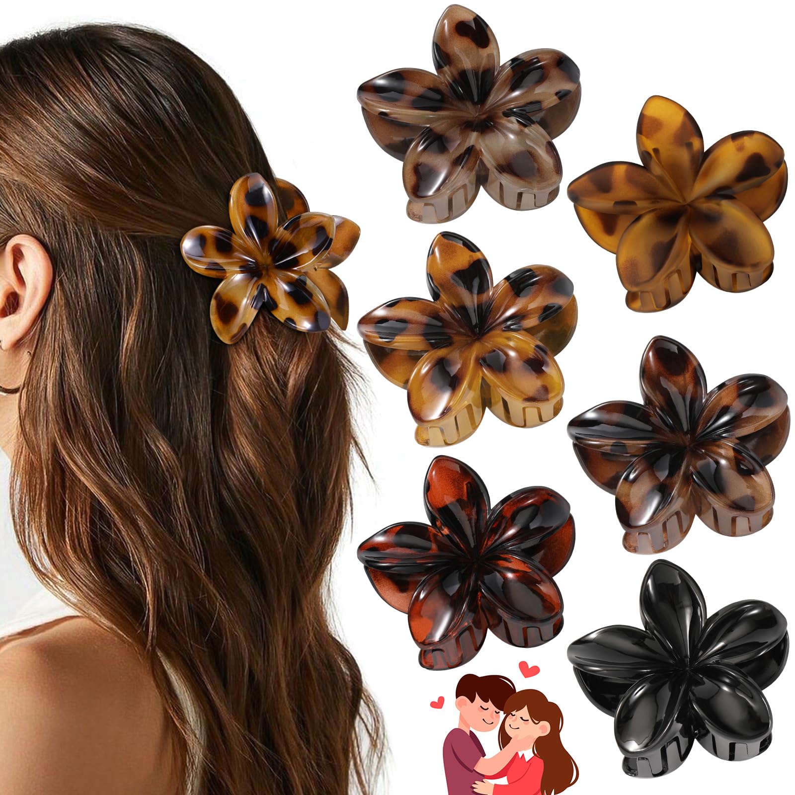 Interesse pinces fleurs hawaïennes tortue, vue d'ensemble, charme rétro et maintien fiable.
