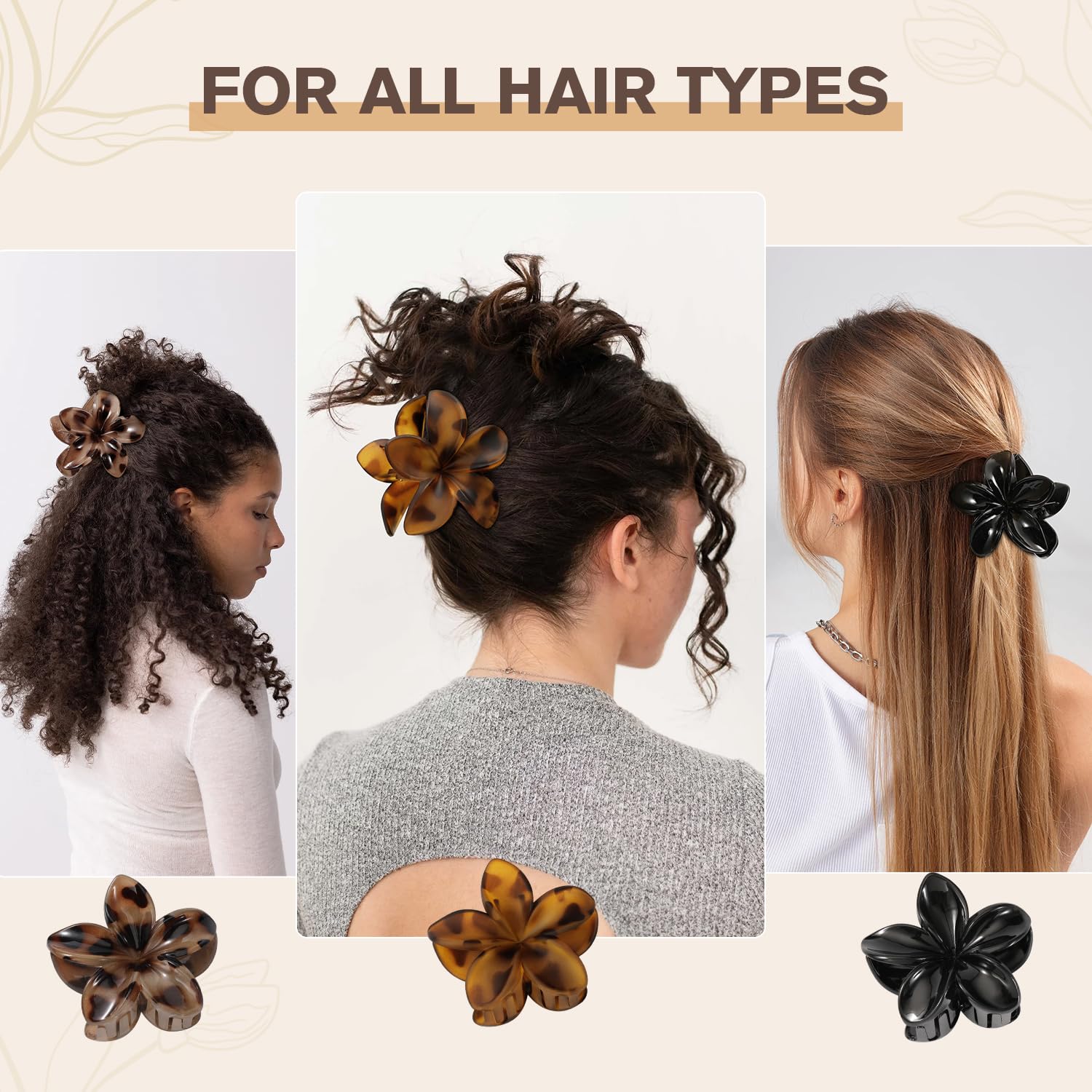 Interesse pinces fleurs hawaïennes utilisation quotidienne, idéale pour sport et maquillage.