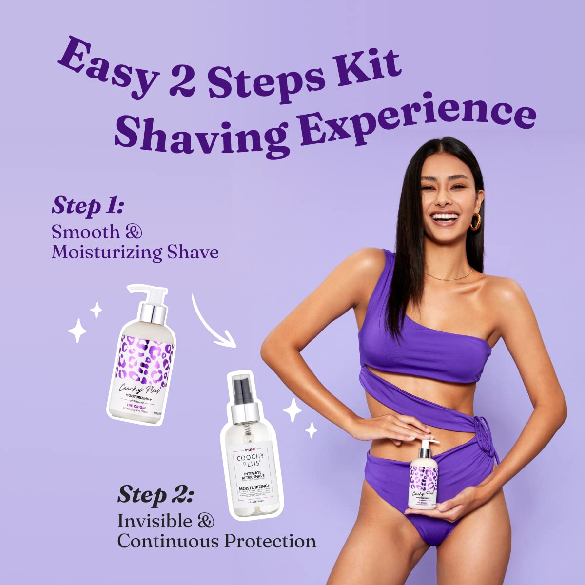 Crème d'épilation intime IntiMD Coochy Plus, application facile et douceur.