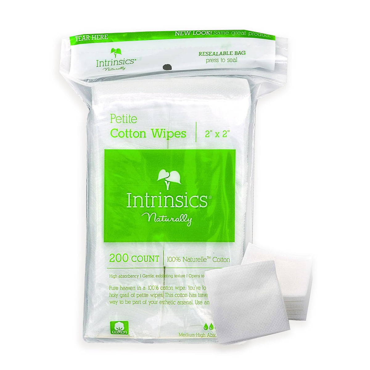 Intrinsics Petites Carrés Coton – vue paquet, démaquillage visage en douceur.