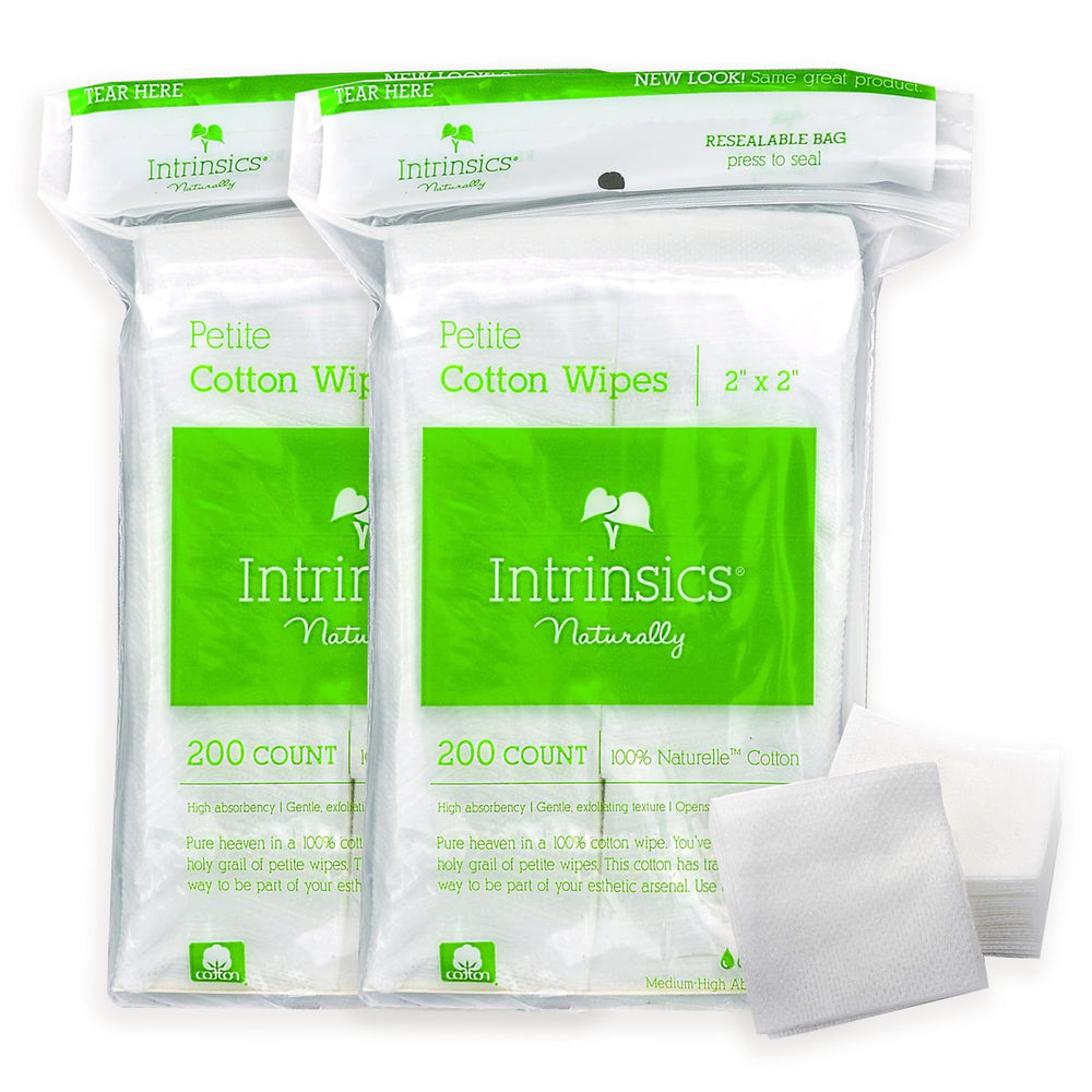 Intrinsics Petites Carrés de Coton – emballage pratique, prêt pour démaquillage en douceur.
