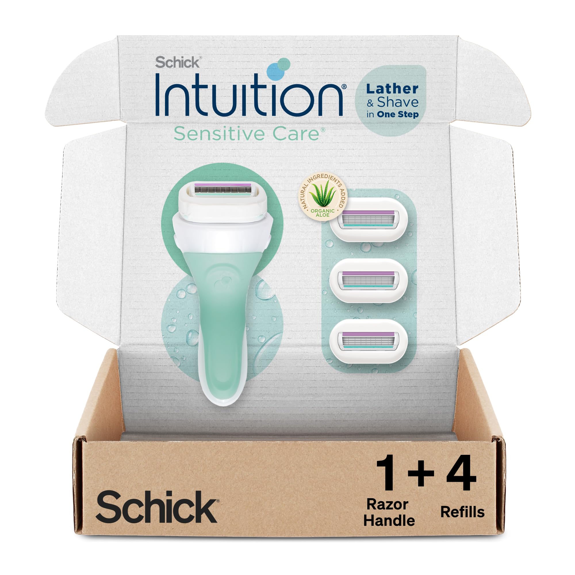 Rasoir Intuition pour femmes sensibles, glisse douce sur la peau.