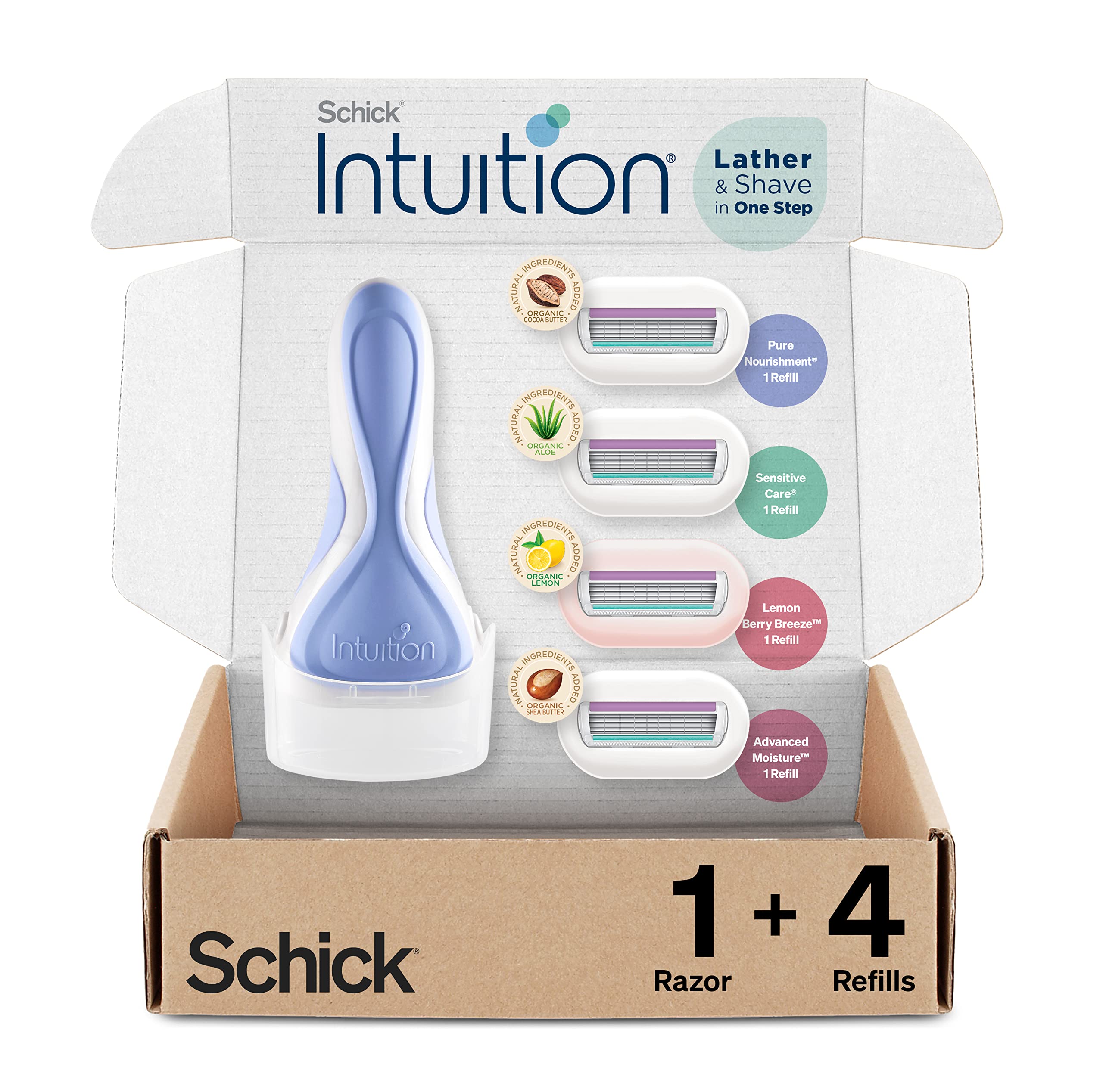 INTUITION rasoir avec manche ergonomique pour un rasage précis et confortable.