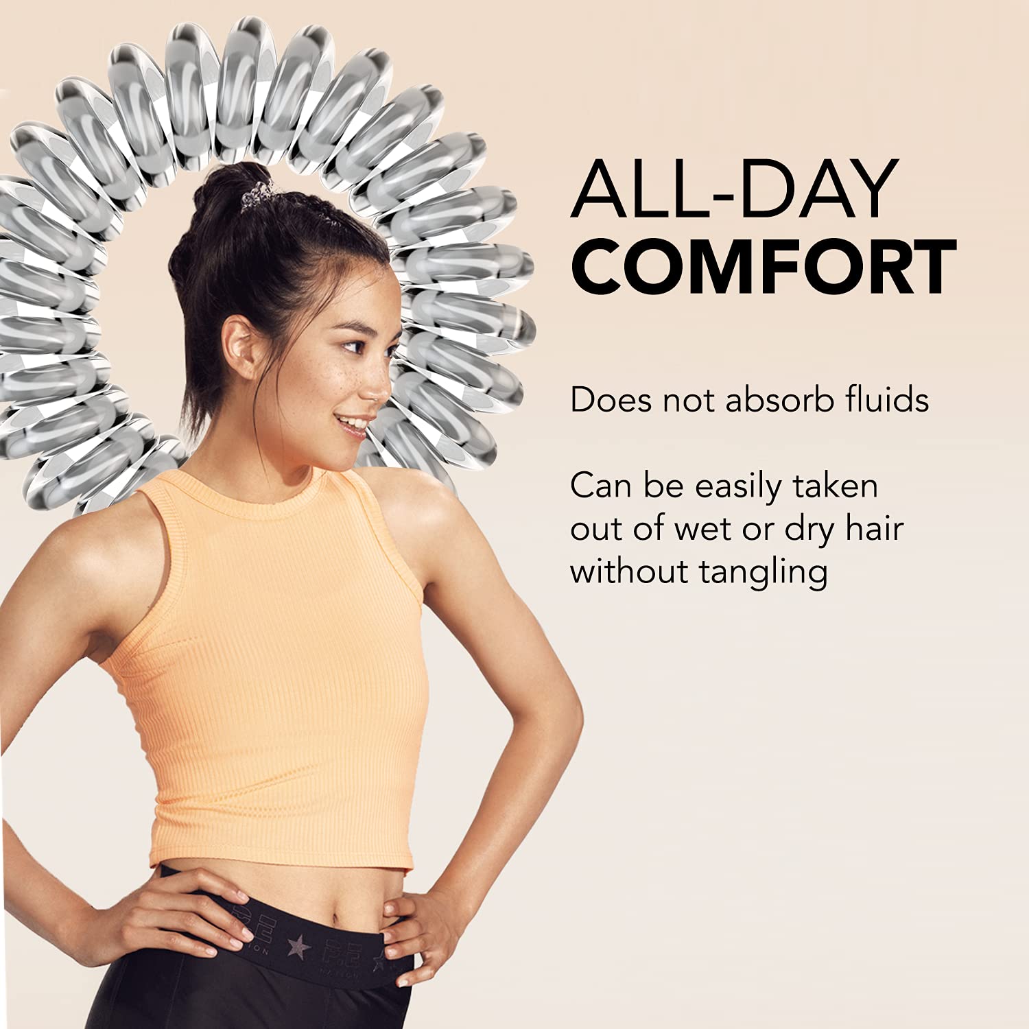 Invisibobble gros-volume-cheveux-epais spirale transparente, maintien sûr et flexible.