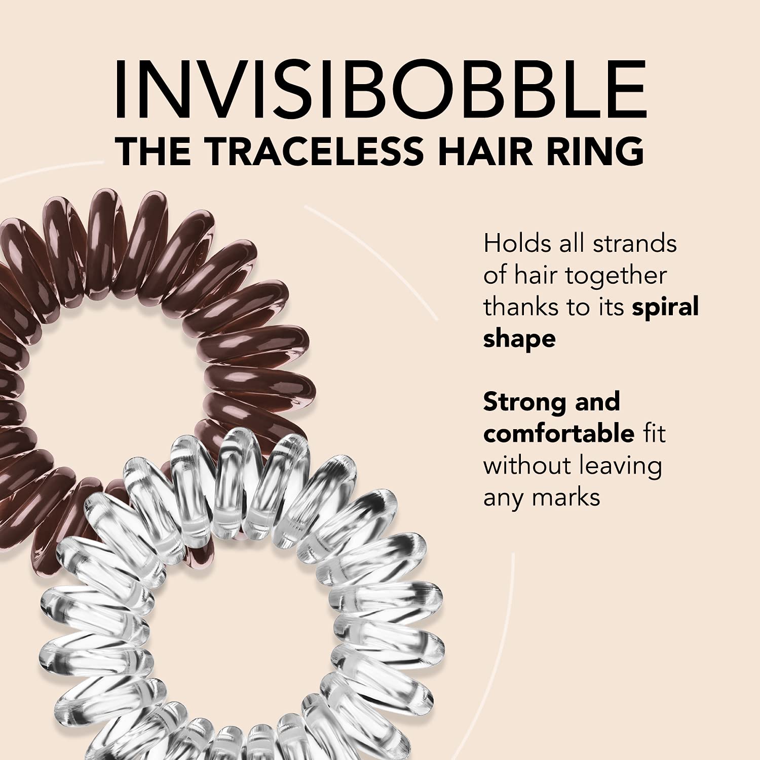 Invisibobble Original, serre-cheveux spirale marron Pretzel, style discret et maintien.