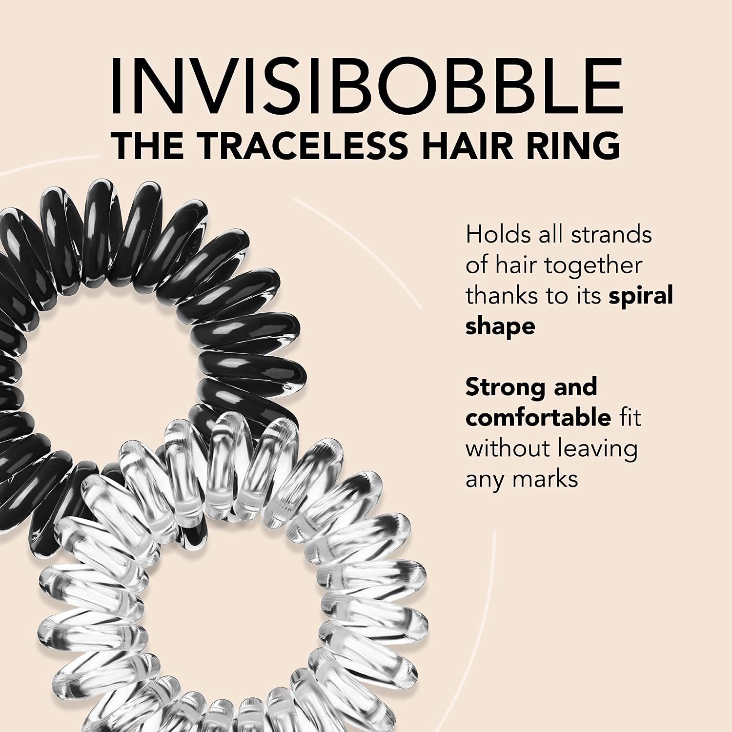 L'invisibobble Original spirale cheveux noir assure confort durable et sans nœuds.