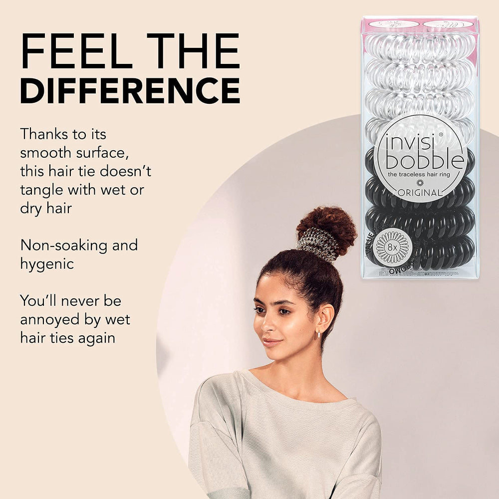 L'invisibobble Original spirale queue de cheval usage montre une attache légère et fiable.