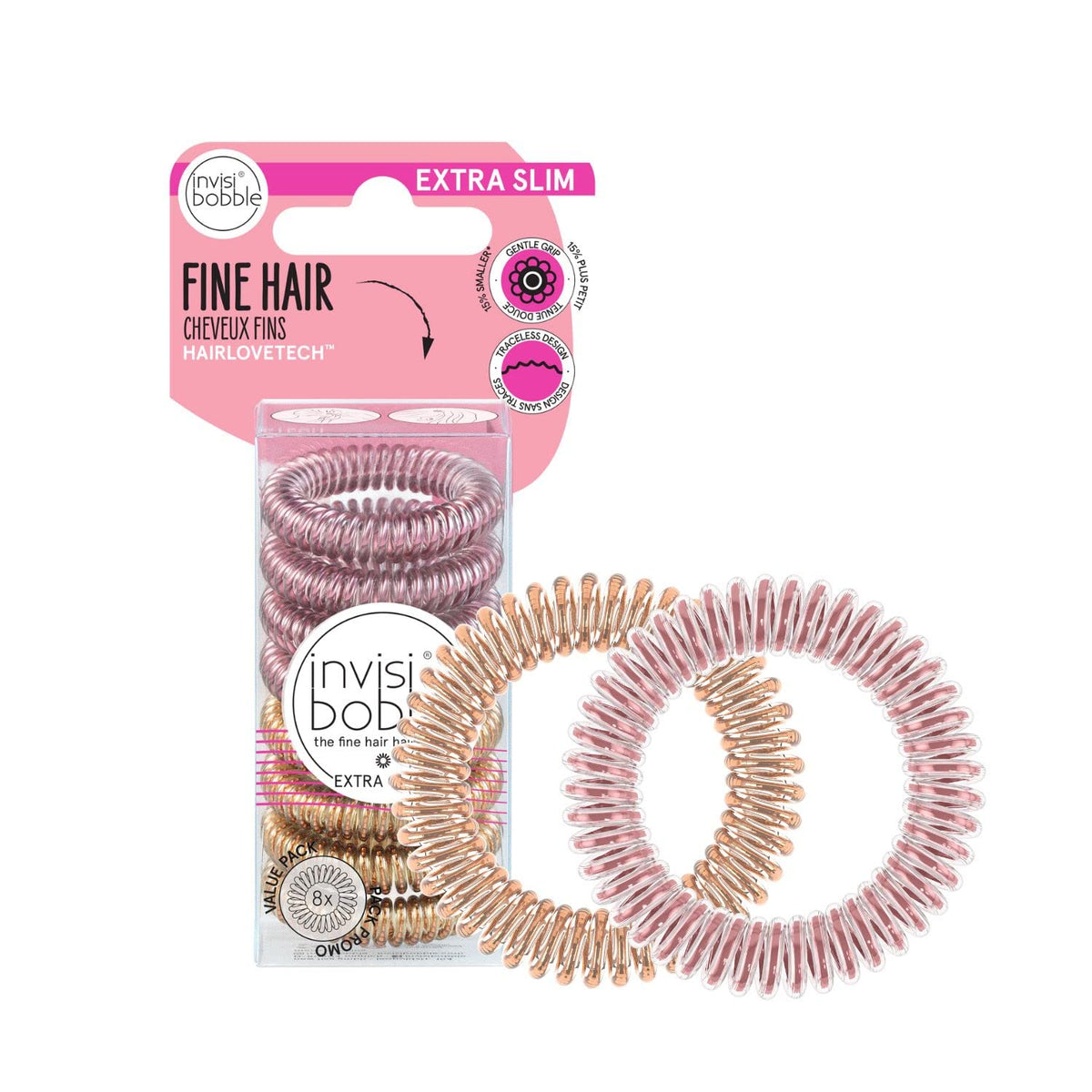 Emballage d'invisibobble Original Traceless Spiral, tenue discrète et durable toute la journée.