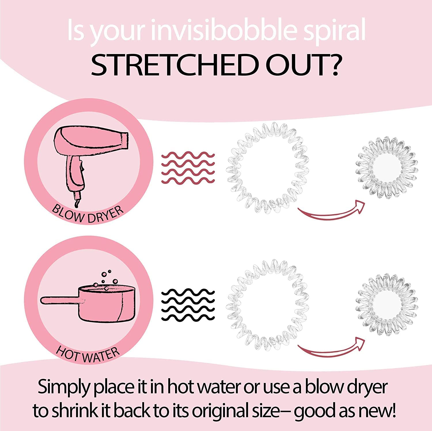 Utilisation des chouchous invisibobble Original Traceless Spiral sur cheveux pour coiffure rapide.