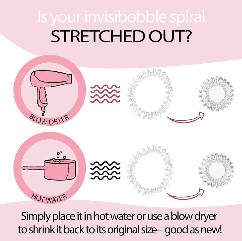Utilisation des chouchous invisibobble Original Traceless Spiral sur cheveux pour coiffure rapide.