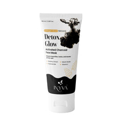 INYVA DetoxGlow Masque Argile Charbon Activé, pot ouvert montre texture purifiante.