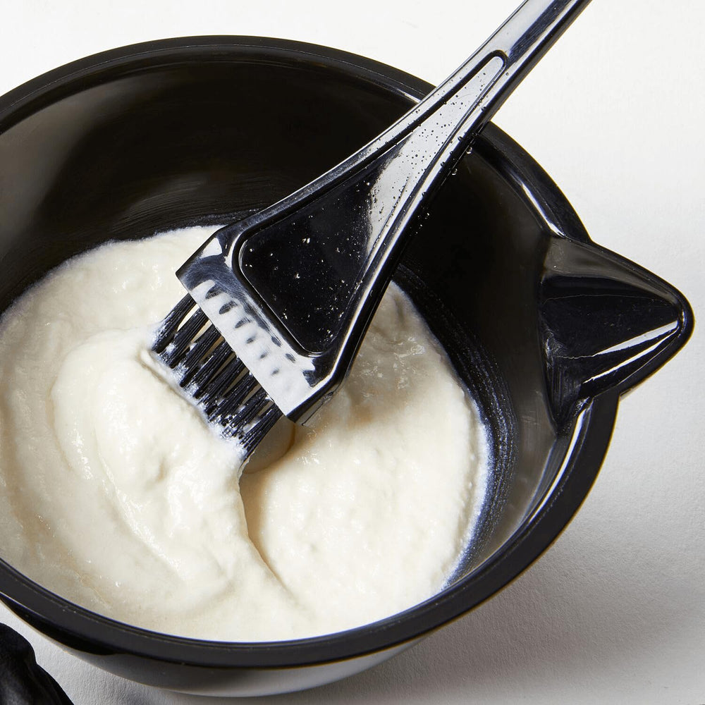 Ion Bright White Creme Lightener balayage application swatch for blended lift.