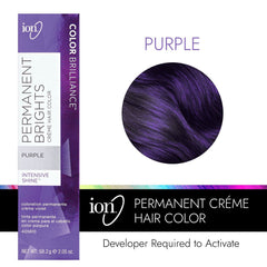 Ion Brights Crème Color Violet – échantillons démontrant teinte riche et fidèle