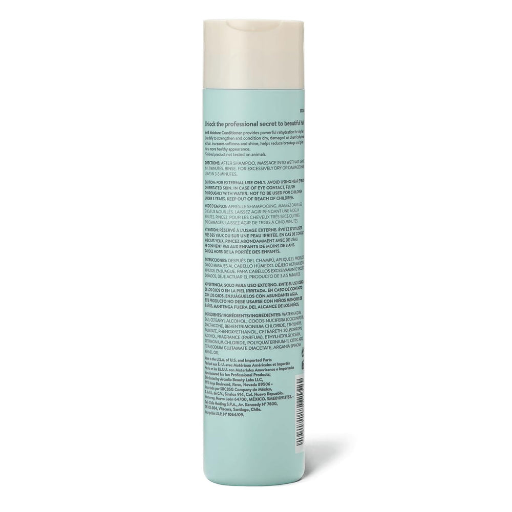 Ion Moisture Conditioner – étiquette arrière détaillant la formule vegan et sans agressifs.