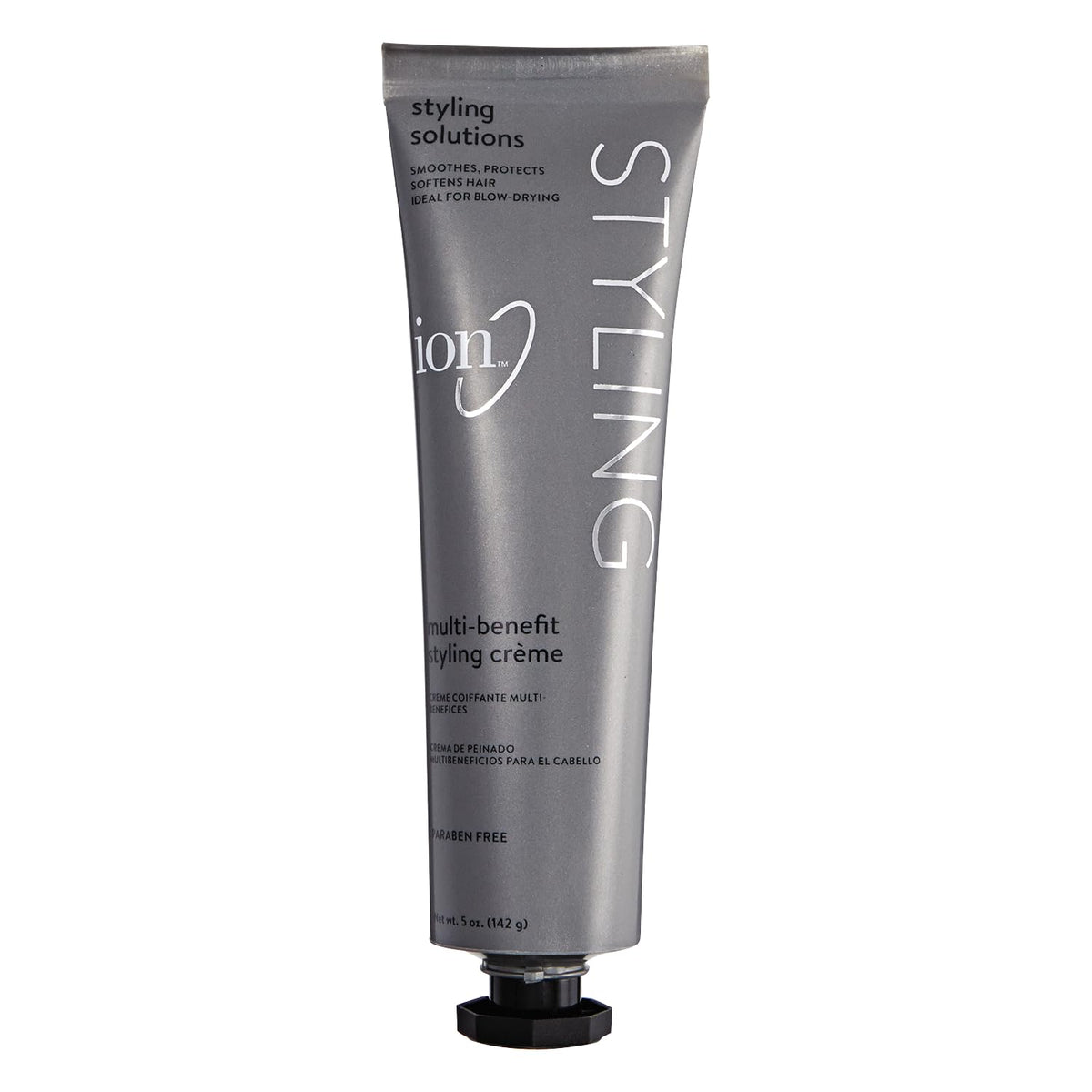 Ion Crème de coiffage multi-avantages, usage quotidien pour cheveux lisses et hydratés.