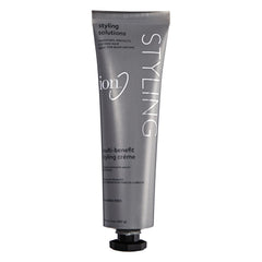 Ion Crème de coiffage multi-avantages, usage quotidien pour cheveux lisses et hydratés.