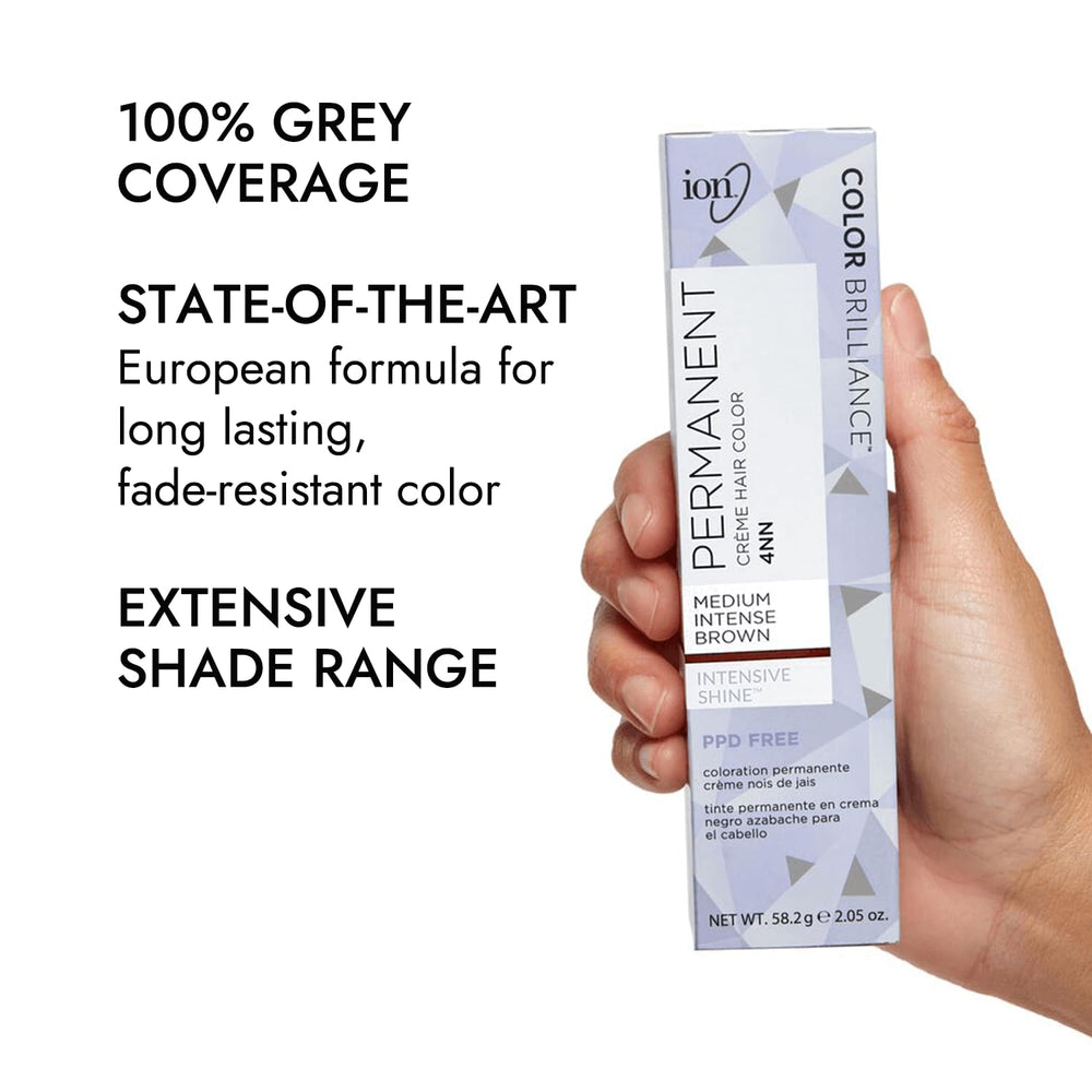 Ion Creme Permanent 4NN – Résiste à la décoloration pour une couleur durable.