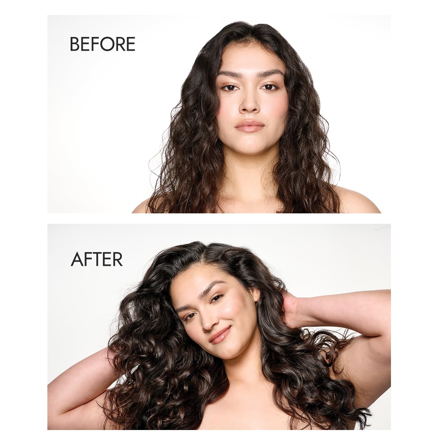 Ion épaississant en action sur cheveux pour volume naturel.