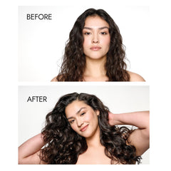 Ion épaississant en action sur cheveux pour volume naturel.