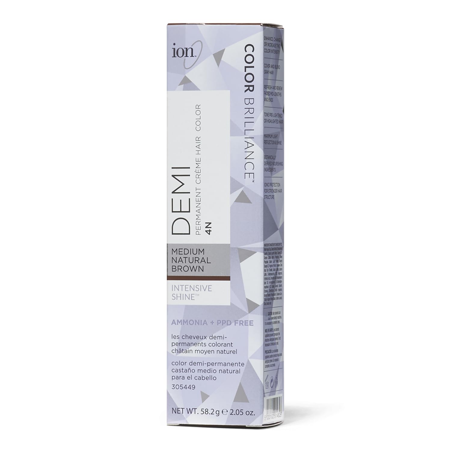 Ion Intensive Shine 4N: texture crème couleur prête à l'application pour une nuance naturelle.