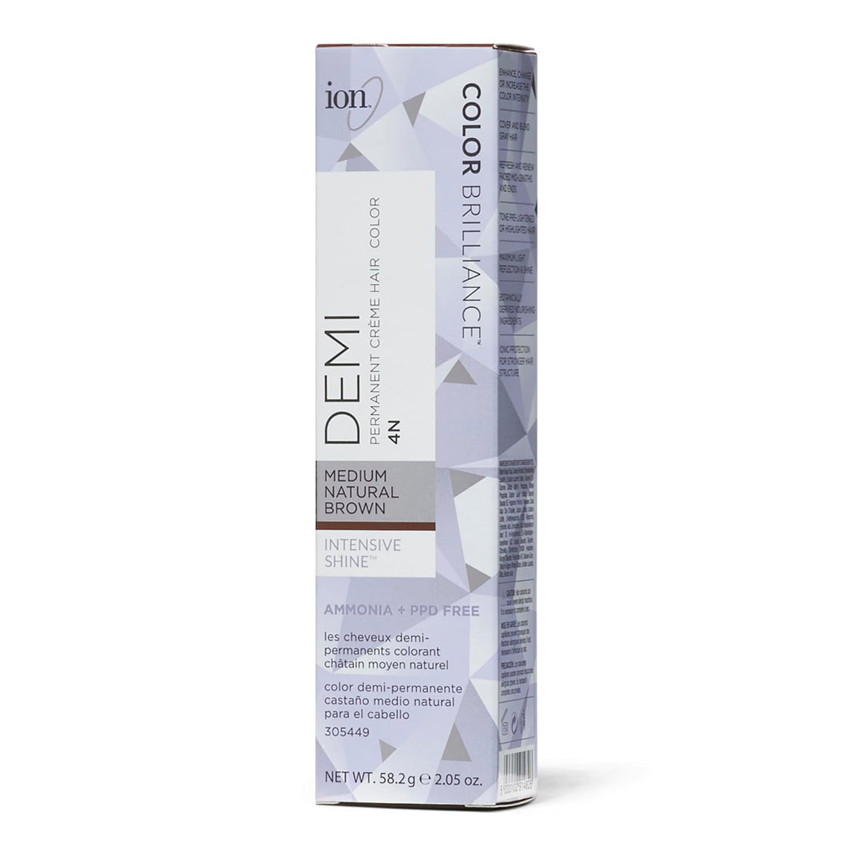 Ion Intensive Shine 4N: texture crème couleur prête à l'application pour une nuance naturelle.