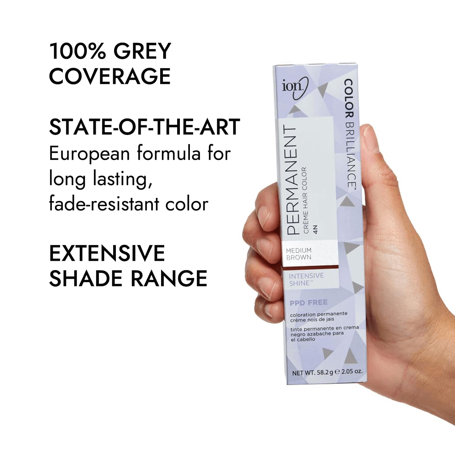 Ion Coloration Permanente Crème 4N Brun Moyen – Application précise et couverture grise fiable