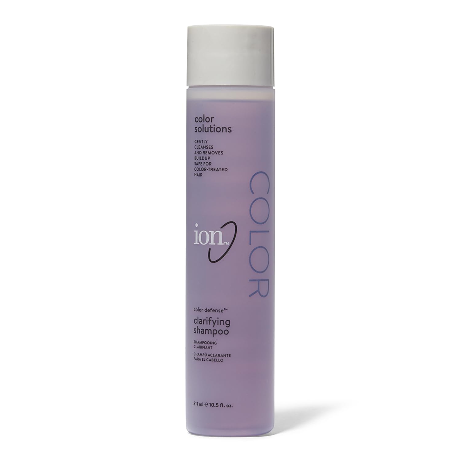 ion shampooing clarifiant couleur — bouteille démontrant le soin adapté aux cheveux colorés