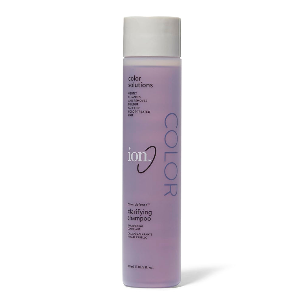ion shampooing clarifiant couleur — bouteille démontrant le soin adapté aux cheveux colorés
