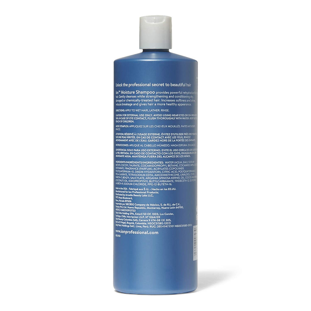 Ion Shampoing Hydratant, application par massage, cheveux moins cassants.