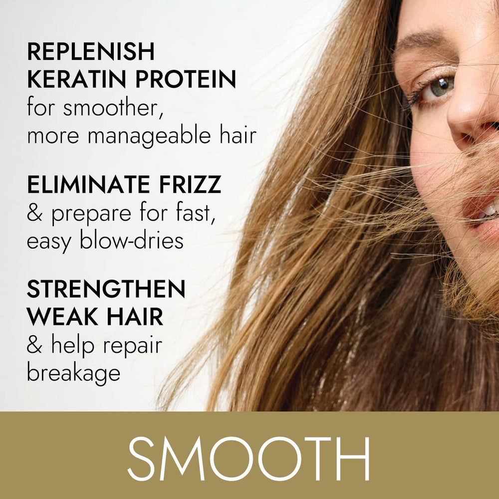 Ion Shampoing lissage kératine, emballage élégant, routine capillaire quotidienne.